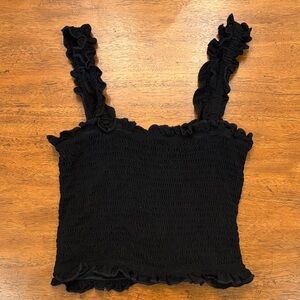 SHEIN Black Ruffled Crop Top